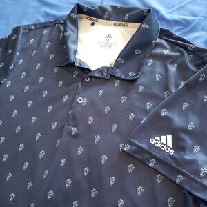 Adidas Primegreen Short Sleeve Polo Shirt Mens Size Medium Blue All Over Pattern